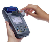 wireless credit card machine swiping payment